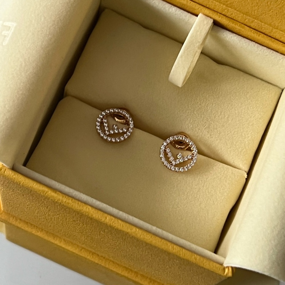 Fendi Gold and Silver Circle Earrings